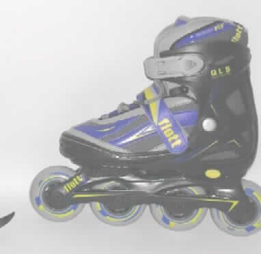 Sportausrüstungsgegenstand, sog. Combi Schlittschuh/Rollerskate, Kat:2069, Size: 30-33, 34-37, 38-41.
Es handelt sich um ein Paar Inlineskater in Form von knöchelbedeckenden Schnürschuhen, jeweils bestehend aus einer offenen Kunststoffschale, einem weich gepolsterten, fest mit der Schale verbundenen Innenschuh aus Spinnstoffen, einem über den Rist verlaufenden verstellbaren Klettverschluss und einem verstellbaren Schnallenverschluss aus Kunststoff, zur Befestigung des Schuhes oberhalb der Knöchel. 
Die Sohlen weisen zwei Aufnahmevorrichtungen auf, in denen mit Hilfe von zwei Schrauben jeweils eine Kunststoffschiene mit vier hintereinander angeordneten Kunststoffrollen in den Größen 64 x 24 mm bzw. 70 x 24 mm, eine davon mit Fersenbremse, befestigt ist. 
Die Schuhe sind gemeinsam mit zwei mit Metallkufen ausgerüsteten Kunststoffschienen (nicht Gegenstand dieses Gutachtens, da kein gemeinsamer Bedarf vorliegt bzw. keine gemeinsame Tätigkeit ausgeübt wird) in einem bunt bedruckten Pappkarton verpackt.
Ein Bild der Ware ist im Internet unter http://ec.europa.eu/taxation_customs/dds/ebticau_de.htm zu finden.