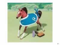 Spielzeug, ein Tier darstellend, kein Füllmaterial enthaltend, aus Kunststoff, in Form einer Warenzusammenstellung in Aufmachung für den Einzelverkauf, sog. "Fohlen Irish Hunter".

Die Warenzusammenstellung besteht aus:
- einem Pferdefohlen (charakterbestimmender Bestandteil insbesondere im Hinblick auf die Bedeutung für die Verwendung) aus Kunststoff mit dunkler Mähne, Schweif sowie blauweißer Pferdedecke und
- Spielzeug in Zusammenstellung in Form von Nachbildungen einer Kunststoffbürste und einer Kunststoffflasche.

Die Ware dient der spielerischen Unterhaltung von Kindern und ist in Aufmachung für den Einzelverkauf (Antragsangabe).

Ein Bild der Ware ist im Internet unter http://ec.europa.eu/taxation_customs/dds/ebticau_de.htm zu finden.
