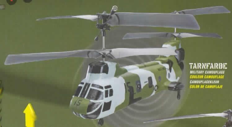 Anderes als zuvor von der Position 9503 erfasstes Modell mit eingebautem Motor, aus Kunststoff, sog. Fire Strike Pro.
Es handelt sich um ein ca. 21 cm langes, leichtes, in Tarnfarben gestaltetes grau-grünes Modell eines Transporthubschraubers mit erkennbarem Zubehör, hauptsächlich für dieses Modell, in Form einer Infrarot-Fernsteuerung. Der Hubschrauber besteht überwiegend aus Styropor, besitzt einen in den Rumpf eingebauten kleinen Elektromotor und ist mit einem Empfänger, zwei Doppelrotorkonstruktionen mit jeweils gegenläufigen Rotorblättern, zwei Stabilisatoren und einem dreirädrigen Fahrwerk ausgestattet sowie mit dem Schriftzug "Marines" und mehreren Kennzahlen versehen. Zusätzlich sind unter dem Rumpf eine Ladebuchse und ein On-/OFF-Schalter angebracht. 
Die Infrarot-Fernsteuerung ist mit zwei Reglern (Richtung und Geschwindigkeit), Rädern für die Trimmung, einem Sender und einem passgenauen Ladekabel für den Hubschrauber versehen. 
Beide Waren werden gleichermaßen von der o.a. Codenummer erfasst und sind gemeinsam mit einer Gebrauchsanweisung in einem Karton für den Einzelverkauf aufgemacht.

Ein Bild der Ware befindet sich im Internet unter http://ec.europa.eu/taxation_customs/dds/ebticau_de.htm.