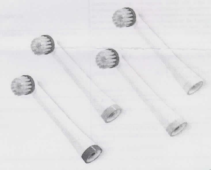 Zahnbürste (Bürstenkopf), als Teil eines Apparates (elektrische Zahnbürste), sog. Ersatz-Zahnbürste SZA 05, Art.-Nr.: 607.31, mit Fassung aus Kunststoff und rund angeordnetem Einzugsmaterial aus Chemiefasern (Nylon) und mit Mechanik für vibrierende Auf- und Abwärtsbewegungen. 
Der 7,4 cm lange Bürstenkopf ist zum Aufstecken auf einen elektrisch angetriebenen Zahnbürstengriff (nicht Gegenstand der vZTA) mit Antriebsachse bestimmt. 
Jeweils vier Bürsten mit unterschiedlichen Farbringen werden gemeinsam verkauft.

Ein Bild der Ware ist im Internet unter http://ec.europa.eu/taxation_customs/dds/ebticau_de.htm zu finden.