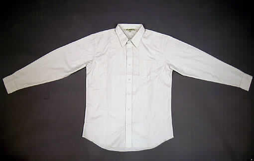 Hemd für Männer, sog. Herrenhemd, langärmelig, Größe L, siehe Foto,
- aus 0,2 mm dicken, buntgewebten Geweben aus lt. Etikett 65 % Polyester (synthetische
  Chemiefasern) und 35 % Baumwolle,
- über den Schritt reichend (Rückenlänge: 81 cm),
- mit einem halsnahen Umlegekragen,
- vorn mit einer durchgehenden Öffnung mit Knopfverschluss von links über rechts 
  (Männerkleidung),
- mit langen Ärmeln, mit Manschetten,
- mit einer aufgesetzten, offenen Brusttasche,
- am unteren, abgerundeten Rand durch Überwendlichnähte gesäumt.