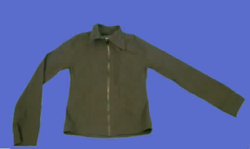 Jacke, sog. Damenbluse, Größe 164, siehe Foto,
- aus 0,5 mm dicken, einfarbigen Geweben aus lt. Antrag 78 % Viskose (künstl.
  Chemiefasern), 19 % Polyester und 3 % Elasthan (beides synth. Chemiefasern),
- ungefüttert,
- über die Taille reichend (Rückenlänge: 50 cm),
- mit einem Umlegekragen,
- vorn mit einer durchgehenden Öffnung mit Reißverschluß; ohne Merkmale, die
  auf einen bestimmten Trägerkreis schließen lassen (unisex),
- mit langen Ärmeln, 
- in Bahnen gearbeitet,
- am unteren Rand mit einem angesetzten, nicht verengenden Bund,
- aufgrund des Materials und des formstabilen Bahnenschnitts keine Hemdbluse,
- wird aufgrund der Ausstattung (ohne Futter) und des körpernahen Schnitts nicht
  als äußerstes Kleidungsstück über jeder anderen Kleidung und zum Schutz gegen
  das Wetter getragen (u.a. deshalb keine Windjacke o. ä. der Pos. 6202).