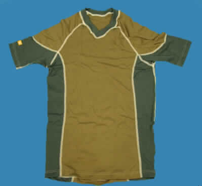 Modisches Unterhemd, sog. Short Sleeve-M-V, Größe M, siehe beigefügtes Foto,
- aus 1,0 mm dicken, einfarbigen (braun und dunkelgrau), leichten Gewirken aus lt. Antrag
  100% Merinowolle (aufgrund des Materials (Wolle) kein T-Shirt),
- über die Taille reichend (Rückenlänge: 70 cm),
- mit einem V-förmigen, halsnahen Halsausschnitt mit kontrastfarbener Randeinfassung,
- mit kurzen, enganliegenden Ärmeln,
- modisch gestaltet, wird unmittelbar auf der Haut getragen,
- am unteren Rand durch Umschlagen und Festnähen gesäumt,
- kennzeichnet sich nach Schnitt, Ausstattung und Materialdicke (leichtes Gewirke) als
  Kleidungsstück der Position 6109.