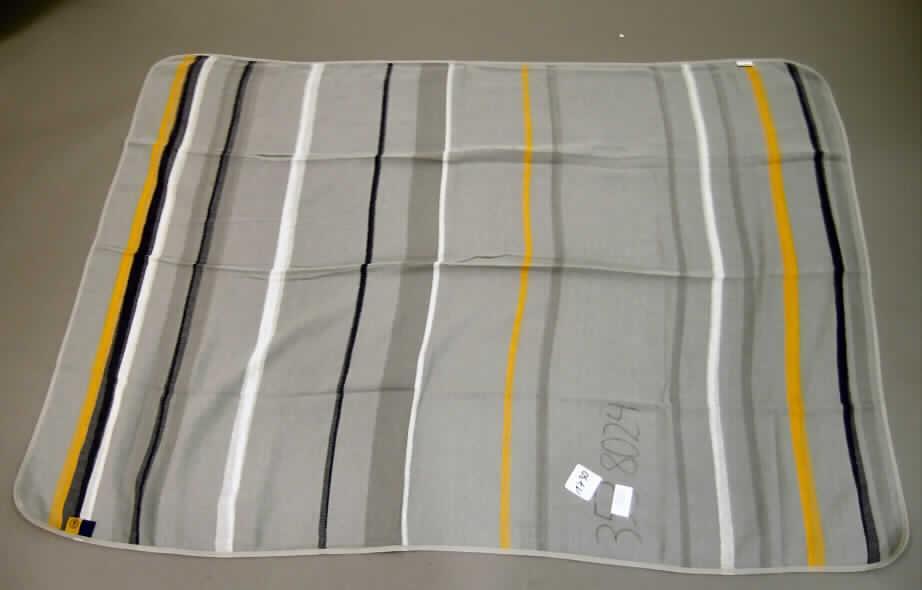Decke, 
- annähernd rechteckig; laut Antrag in den Abmessungen von 160 cm x 110 cm; mit
  abgerundeten Ecken,
- aus 1,1 mm dicken, buntgewebten Geweben aus laut Antrag 100% Modacrylspinnfasern
  (synthetische Chemiefasern),
- an allen Seiten mit einem Band aus Gewirken gesäumt (somit konfektioniert),
- nicht handgearbeitet; ohne elektrische Heizvorrichtung,
- kennzeichnet sich nach Material und Ausstattung als Decke.