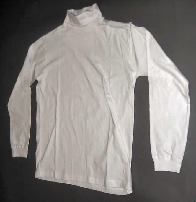 Pullover, sog. Rollneck Shirt, Art. JN 183, Größe L, siehe Foto,
- aus 0,7 mm dicken, leichten Gewirken aus lt. Antrag 100 % Baumwolle,
- über die Taille reichend (Rückenlänge: 73 cm),
- mit einem pullovertypischen Rollkragen, somit kein modisches Unterhemd der Position 
  6109,
- ohne Öffnung und ohne Verschluss, somit ohne Merkmale, die auf den Trägerkreis
  (Männer oder Frauen) hinweisen (unisex),
- nicht enganliegend gearbeitet (Brustumfang: 118 cm), somit kein Unterziehpulli,
- mit langen Ärmeln, an den Ärmelenden mit gerippten Bündchen,
- am unteren Rand durch Umschlagen und Festnähen gesäumt.