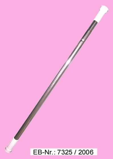 "Duschstange"; es handelt sich um Duschfederstangen, die aus zwei Rohrabschnitten aus Aluminium (maximale Länge ca. 120 cm, Durchmesser ca. 1,8 cm bzw. 2,2 cm) bestehen. In ein Ende des jeweils größeren Rohrabschnitts mit einer runden Einkerbung ist unlösbar eine Spiralfeder aus Stahl eingesetzt.
Die Rohrenden sind jeweils mit Abschlusskappen aus Kunststoff verschlossen.
Die in der Länge verstellbaren Stangen werden zwischen zwei Wänden ohne weitere Montage eingespannt. Sie sind zur Verwendung als Duschvorhangstangen im Sanitärbereich bestimmt.
Jeweils eine Stange ist in einer Blisterverpackung mit aufgedruckter Montageanleitung und Aufhängehaken verpackt.
Aluminium herrscht gegenüber Stahl gewichtsmäßig vor.
- Antragstellerangaben -

Abbildung siehe Anlage.

Derartige Erzeugnisse gehören als "Sanitär- oder Toilettenartikel aus Aluminium" zur Codenummer 7615 2000 00 des Integrierten Zolltarifs der EG (TARIC).