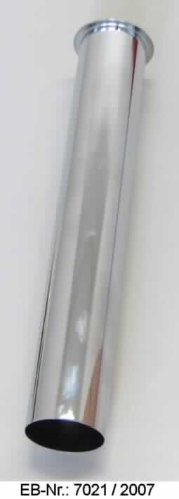 Messingrohr

Bei der Ware handelt es sich um ein silbermetallisch glänzendes, gerades Rohr. Der Außendurchmesser beträgt 32 mm und die Rohrlänge 200 mm. An einem Ende befindet sich ein Bord (Bördelrand). Laut Angaben besteht das Rohr aus Messing (Kupfer-Zink-Legierung mit gewichtsmäßig überwiegendem Kupfergehalt) mit verchromter Oberfläche. Das Erzeugnis wird als Wandrohr im Sanitärbereich verwendet.
Zolltariflich handelt es sich um ein gerades Rohr aus einer Kupfer-Zink-Legierung.