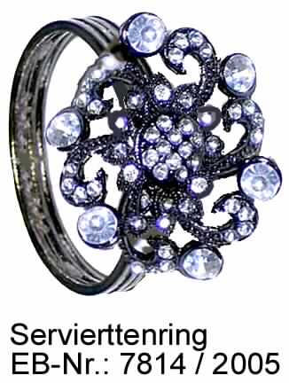 "Serviettenring" es handelt sich um Serviettenringe aus einer vierfach gelegten Spirale aus  Draht aus einer Cadmium-Legierung mit vorherrschendem Cadmiumgehalt, an der eine verzierte Fassung in Form einer Blüte angebracht ist. In die Fassung sind Schmucksteine aus Kunststoff eingesetzt. Die Erzeugnisse sind mit einem Überzug aus Kupfer versehen.
Sie dienen als Serviettenringe zur Verwendung bei Tisch.
Ringdurchmesser: 4,5 cm (lt. Antragstellerangabe)
Abbildung siehe  Anlage.

Derartige Erzeugnisse gehören als "andere Waren aus Cadmium" zur Codenummer 8107 9000 00 0 des Elektronischen Zolltarifs.