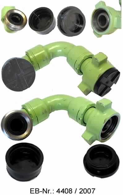 "Swivel Joint"; es handelt sich i.W. um rechtwinklig gebogene hohle Erzeugnisse mit kreisrundem Querschnitt aus mit Farbe überzogenem, geschmiedetem Stahl (kein nicht rostender Stahl), die an einem Ende mit einem weiteren, sich verjüngenden, runden Hohlsegment mit abschließender Überwurfmutter und am anderen Ende mit einem nochmals rechtwinklig abgebogenen, runden Hohlsegment mit abschließendem Außengewinde und Innendichtung aus Kunststoff oder Kautschuk ausgestattet sind. Die einzelnen Segmente sind mittels Sprengringen verbunden und die Enden der Erzeugnisse mit jeweils einer aufgeschraubten Schutzkappe aus Kunststoff oder Kautschuk versehen.
Die Waren sind zum Verbinden von Rohrleitungen bestimmt.
-Antragstellerangaben-

Abbildung siehe Anlage.

Derartige Erzeugnisse gehören als "Rohrformstücke (Bogen und Winkel) aus Stahl, mit Gewinde" zur Unterposition 7307 9290 der Kombinierten Nomenklatur.