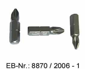 "Schraubendreherklinge"; es handelt sich um Schraubendrehereinsätze (Länge ca. 2,5 cm) aus Stahl mit sechskantigem Schaft und vier kreuzförmig angeordneten Stegen an der Spitze. Diese Erzeugnisse dienen zum Anziehen oder Lösen von Kreuzschlitzschrauben. 

Abbildung siehe Anlage.

Derartige Erzeugnisse gehören als "andere auswechselbare Werkzeuge (Schraubendrehereinsätze) zur Verwendung in mechanischen oder nicht mechanischen Handwerkzeugen" zur Codenummer 8207 9030 00 0 des Elektronischen Zolltarifs.