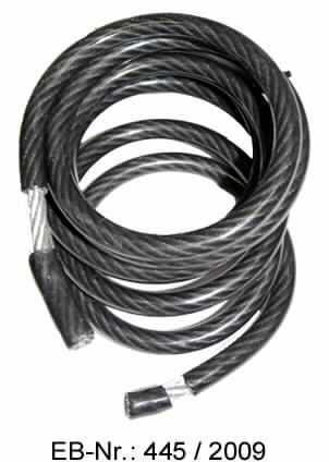 Es handelt sich um verzinkte Stahldrahtkabel, die spiralisiert und vollständig mit einer Ummantelung aus Kunststoff versehen sind, die an den Enden abgetrennt ist und als Schutzhülle fungiert.
Die im Hinblick auf ihre Verwendung geformten Erzeugnisse nehmen nach einem Auseinanderziehen automatisch wieder die spiralisierte Form ein.
Sie werden mit Schlosskörpern und Schließkolben (beides nicht Gegenstand dieser vZTA) zu einem mit Schlüssel schließbaren Fahrradschloss verbaut.

- Antragstellerangaben -

Abbildung siehe Anlage.

Derartige Erzeugnisse gehören als "Teile aus unedlen Metallen von Schlössern (zum Schließen mit Schlüssel) aus unedlen Metallen" zur Codenummer 8301 6000 00 des Integrierten Zolltarifs der EG (TARIC).