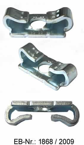"Drehsicherung"; das sind aus verzinktem Stahl gefertigte, rechteckige Erzeugnisse, die mittig eine Lochung (Durchmesser etwa 9,0 mm) aufweisen, am Rand rundum mit 6 Kerben versehen sind, oberseitig mit 8 Zähnen ausgestattet sind und beidseitig in einer nach innen gebogenen Lasche enden. 
Die Erzeugnisse werden gemeinsam mit einer Schraube (nicht Gegenstand dieser vZTA) zur Verbindung von zwei Aluminiumprofilen verwendet. 
Gesamtlänge: etwa 35,3 mm
Breite: etwa 17,0 mm
Höhe: max. etwa 10,4 mm
-Antragstellerangaben-

Abbildung siehe Anlage. 

Derartige Erzeugnisse gehören als "andere, den Unterlegscheiben ähnliche Waren aus Stahl, ohne Gewinde" zur Codenummer 7318 2900 90 0 des Elektronischen Zolltarifs.