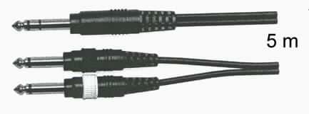 Audioverbindungskabel (Abbildung siehe Anlage),
- aus zwei isolierten elektrischen Kabeln (Länge von 5 m) mit zwei Klinkensteckern 6,3 mm (mono) auf einer Seite
  und einem Klinkenstecker 6,3 mm (stereo) auf der anderen Seite,
- für eine Spannung von weniger als 1000 V,
- zur Verbindung von Geräten im Audiobereich.

"Isolierte elektrische Kabel, keine Koaxial- oder Zündkabel, für eine Spannung von 1 000 V
 oder weniger, mit Anschlussstücken versehen, nicht von der für die Telekommunikation
 verwendeten Art - Audioverbindungskabel"