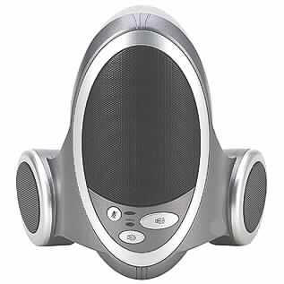 USB-Freisprechanlage
- aus drei Lautsprechern, Tonfrequenzverstärker und Mikrofon in einem gemeinsamen Stand-
  gehäuse (Abmessungen: 170 x 170 x 116 mm) mit USB-Kabel, Audioanschlüssen,
  Bedientasten und LED-Statusanzeigen (Abbildung siehe Anlage),
- zum freihändigen Sprechen und gleichzeitigen Hören von Tönen über Lautsprecher sowie
  Verstärken von Tonfrequenzsignalen im Rahmen der Internet-Telefonie (Voice over Internet
  Protocol - VoIP) nach Anschluss an eine automatische Datenverarbeitungsmaschine,
- zusammen mit einer CD-ROM mit Installationssoftware in einer gemeinsamen Verkaufs-
  verpackung.
Die Freisprechanlage bestimmt den Charakter des Ganzen.

"Elektrische Tonverstärkereinrichtung, nicht für zivile Luftfahrzeuge, in Warenzusammenstellung mit nicht charakterbestimmendem Zubehör - Freisprecheinrichtung für Internet-Telefonie"