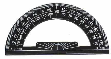Winkelmesser
- aus einer halbrunden Scheibe aus Kunststoff (Durchmesser: ca. 88 mm) mit zwei 
  Skaleneinteilungen von 0°-180° ( Abbildung siehe Anlage),
- zur grafischen Bestimmung eines Winkels,
- in gemeinsamer Verkaufsverpackung mit Taschenrechner, drei Kugelschreibern, Radierer, 
  vier Bleistiften mit Radierer, Lineal, Schere, Bleistiftspitzer, Klebefilmabroller und 
  Armbanduhr (alle nicht Gegenstand dieser Auskunftsposition).

"Zeichengerät, kein Zeichentisch oder Zeichenmaschine, Plotter oder Reißzeug, in Kapitel 90 anderweit weder genannt noch inbegriffen (Winkelmesser)"