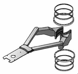 Mechanische Greifeinheit (Greifer)
- aus einer Metall-Montageplatte mit runder Aussparung, zwei beweglichen Greifarmen
  jeweils mit Gelenken, Kunststoff-Pads und Keramiklagern (Abbildung siehe Anlage),
- zur Aufnahme und Fixierung von Halbleiterscheiben (wafers) nach Einbau in einen
  Wafer-Handlingroboter.

"Teil, erkennbar ausschließlich für Stetigförderer der Position 8428 bestimmt - Greifer für 
automatisierte Materialbewegungsmaschine zum Transportieren und Bewegen von 
Halbleiterscheiben (wafers)"