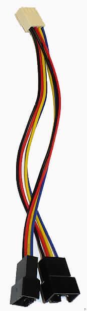 Elektrisches Kabel,
- 150 mm langes Kabel mit 8 einzelnen isolierten Leitern, an einem Ende mit einem 
  gemeinsamen Anschlussstück, am anderen Ende mit zwei Anschlussstücken versehen,
- für eine Spannung von 300 V,
- zur Verwendung als Verbindungskabel für Lüfter.


"Isoliertes elektrisches Kabel, kein Koaxial- oder Zündkabel, für eine Spannung von 1000 V
 oder weniger, mit Anschlussstücken versehen, nicht von der für die Telekommunikation
 verwendeten Art; Verbindungskabel"