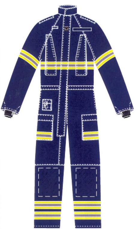 Produktet er en coverall (kedeldragt), i brandhæmmende tekstilmateriale, fremstillet ved sammensyning af flere lag.

Coverall er mørk blå.

Modellen har design nr PS7181.

Coverall er forsynet med:
Sorte knæbeskyttere
Lommer: 1 lomme med flip på venstre lår, 1 lomme på hvert ærme, 2 inderlom-mer, 1 radiolomme på venstre inderlomme.
