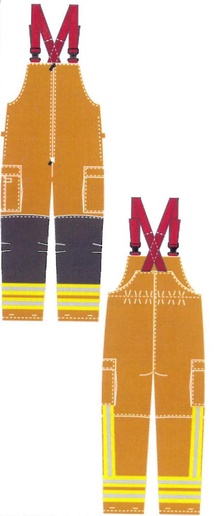 Produktet er et par overall i brandhæmmende tekstilmateriale, fremstillet ved sammensyning af flere lag.

Overall er gul og med gule/grå refleks strimler.

Modellen har design nr PS8559.

Overalls er forsynet med:
Røde seler.
Sorte knæbeskyttere
Lommer: 2 side lommer med flip.
Refleks strimler: 2 strimler på hvert bukseben. 1 strimmel vertikalt på hvert buk-seben for.