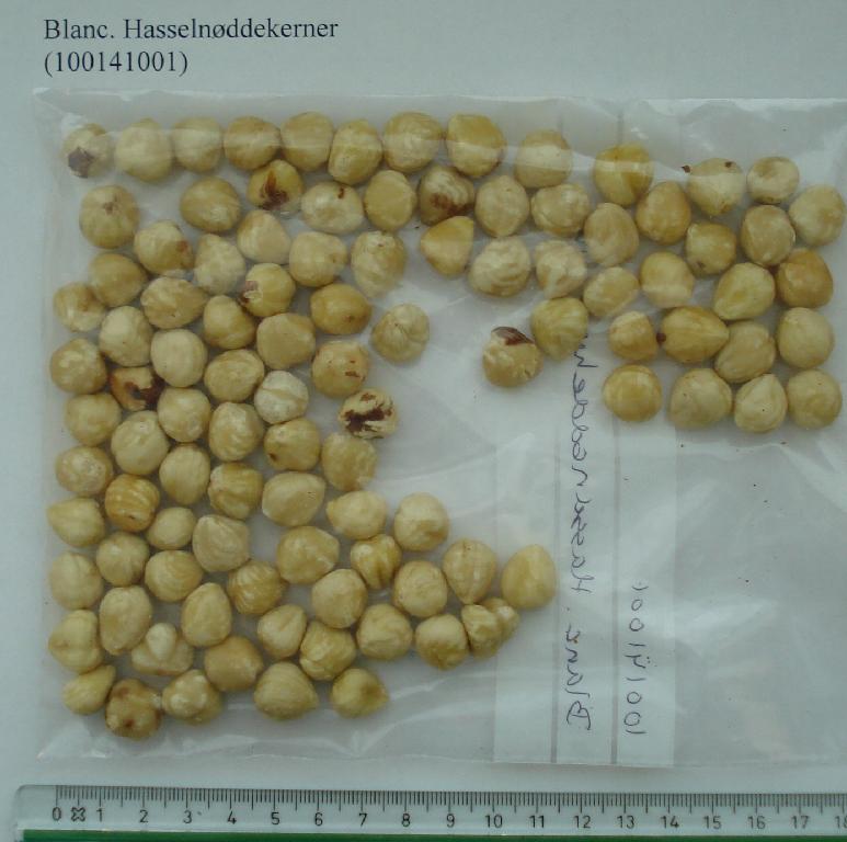 Varen betegnes som Blanc hasselnøddekerner og fremstår som afskallede og delvist afhindede hasselnødder. De er 1-1,5 cm, har form som hasselnødder og smager som ubehandlede hasselnødder. Der er efter det oplyste ikke tilsat andet til hasselnødderne. 

Varen foreligger i pakninger til detailsalg og i bulk.  

Det er lagt til grund, at der er tale om frugter af Corylus avellana (hasselnødder).