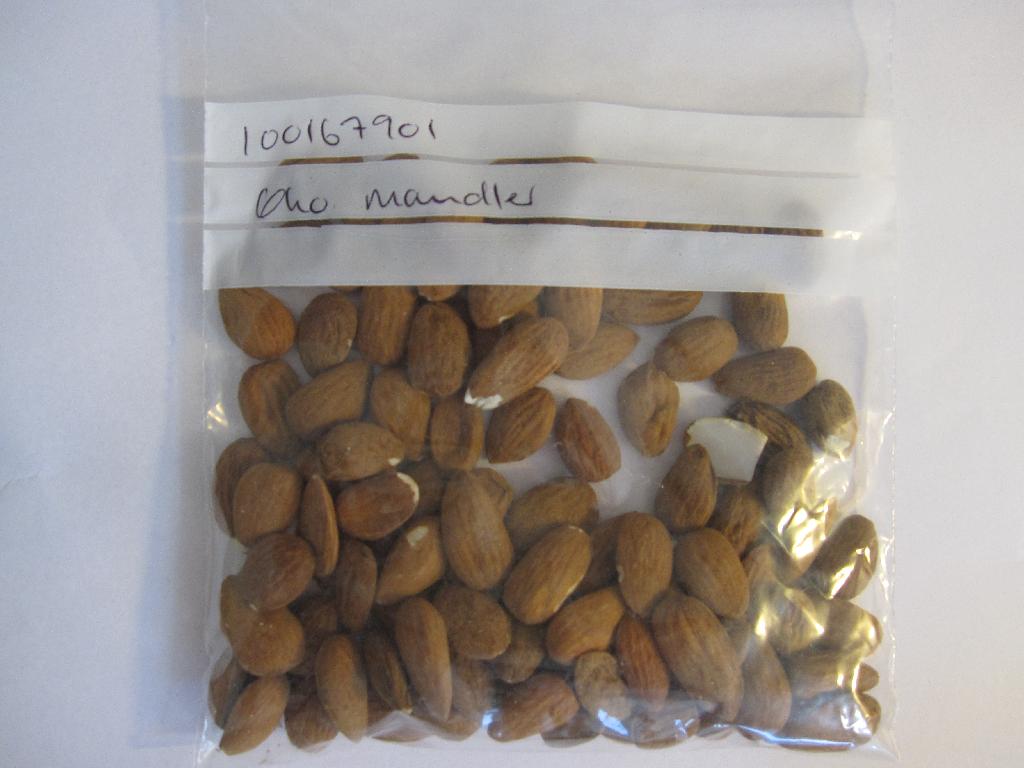 100% økologiske mandler
  
Produktet betegnes 100% økologiske mandler og fremstår som hele kerner af søde mandler. Mandlerne er afskallede, men er dækket af den brune hinde som naturligt dækker kærnen. Udseendet og smagen indikerer at produktet ikke har været yderligere tilberedt.