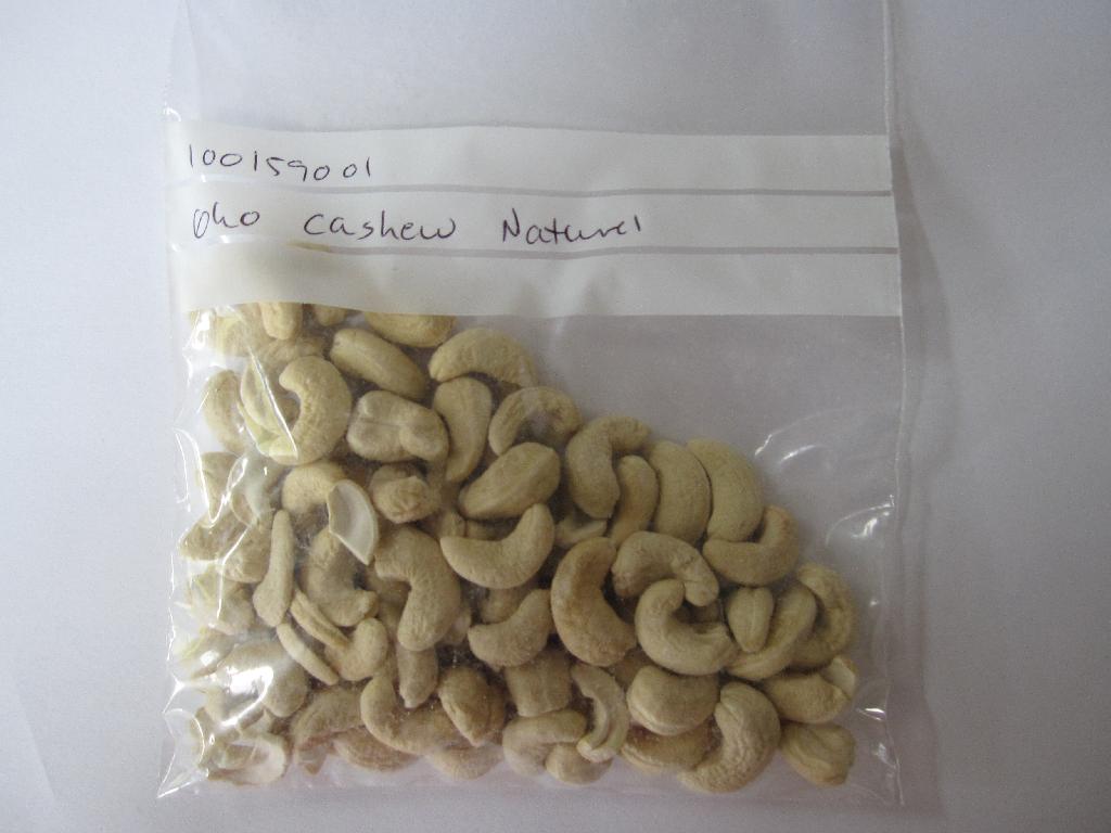 Økologiske cashewnøddekerner (100%).

Produktet betegnes 100% Økologiske cashewnøddekerner og fremstår som løse afskallede kerner af cashew nødder.