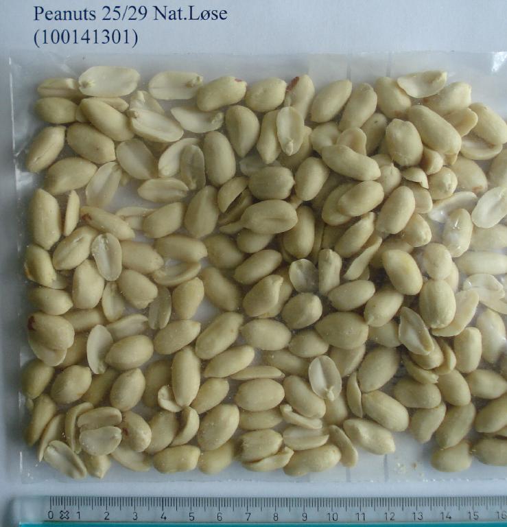 Varen betegnes som Peanuts 25/29 Nat. og fremstår som afskallede og afhindede jordnødder. De er 1,5-2 cm lange, ca. 1 cm i diameter og er uden den brune hinde. Der er efter det oplyste ikke tilsat andet til jordnødderne og heller sket yderligere forarbejdning end afskalningen og fjernelse af hinden.  

Varen foreligger i pakninger til detailsalg og i bulk.
