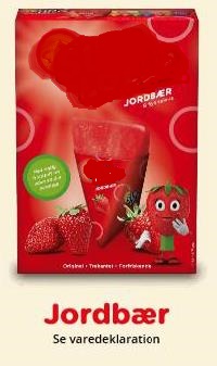 Frugtis til frysning.
Homogen væske bestående af frugtsaft.

Produktet bestående af følgende ingredienser i faldende orden efter vægt: 
Ingredienser: 
Vand 71%
Sukker 20%
Koncentreret frugtsaft* 1-4% - 5-2 % saft
Syreregulerende middel <1%
Stabilisator <1%
Aroma <1%
Farve <1% 
Antioxidant <1%

*) Koncentreret frugtsaft: Jordbær
Produktet indeholder ikke tilsat glukose, isoglucose eller stivelse
