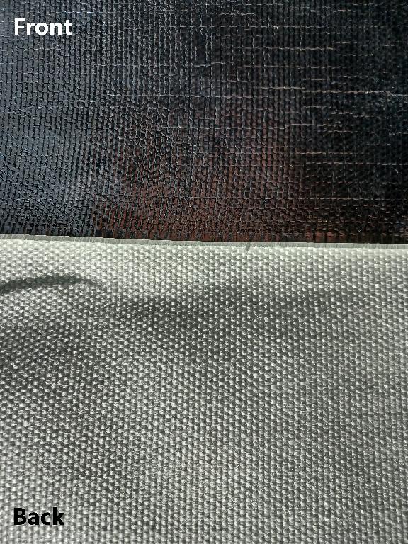 Varen er et tætvævet stof af glasfiber, der på den ene side er belagt med en tynd, blank folie af aluminium. 
På stofsiden ses det tydeligt, at stoffet er lærredsvævet.
Det er oplyst, at varen er god til at reflektere varme og bl.a. kan bruges som svejseafdækning.
Varen består af tætvævet glasfiberdug og tynd aluminiumsfolie. Det er oplyst, at glasfiberdugen er imprægneret med silikone, inden den er belagt med aluminiumsfolie.
Følgende er oplyst om varen: 
Varen uden aluminiumsfolien er 1,5 mm tykt og vejer 1000 g/m2. 
Med aluminiumsfolien vejer stoffet ca. 1050 g/m2. 
Aluminiumsfolien er 0,018 mm tyk. 
Varen foreligger i 100 cm bredde på ruller med 50 meter.