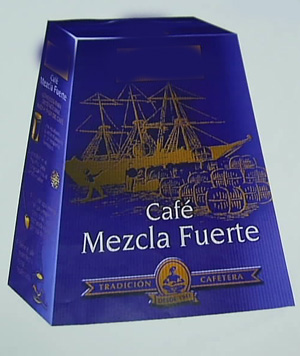 Mezcla de café, molido y sin descafeinar, de tueste natural y torrefacto. Se presenta en paquetes de 250 gramos.