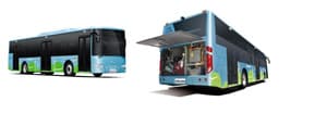 Vehículo nuevo, autobús, destinado al transporte de 10 o más personas con unas dimensiones aproximadas de: 12.180 x 2.550 x 3.190 mm.
Según declaración del solicitante se trata de un vehículo propulsado por dos motores: uno diesel de 6.700 cm3 de cilindrada y 280 Hp de potencia y otro eléctrico con 44 Kw de potencia pico y 26 Kw de potencia en continuo. Estos motores pueden mover el vehículo independientemente o en combinación (serie o paralelo) decidiendo el modo de funcionamiento en cada momento una unidad electrónica de gobierno, arrancando siempre con el motor eléctrico. El conductor tiene la posibilidad de anular parcialmente la unidad electrónica de gobierno y seleccionar un modo de funcionamiento únicamente eléctrico o únicamente diesel, en estos modos de funcionamiento presenta unas autonomías aproximadas de 22,5 km en modo eléctrico y 666 km en modo diesel.
Este vehículo presenta la posibilidad de recargar las baterías desde la red eléctrica y un sistema de recarga durante la frenada.