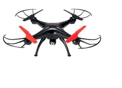 Dron RC con cámara de TV de 2 Megapíxeles con transmisión WiFi de video en tiempo real a un Smartphone o Tablet (FPV) (no incluidos en la solicitud) .
Emisora RC de 2.4Ghz de 4 Canales. Alcance de la emisora: 50 m. 
Tiempo de vuelo: 5,5 minutos aproximadamente. 
Velocidad: 2m/segundo en el Modo High Speed (7,2 km/h) y 1m/segundo en el Modo Low Speed 3,6 km/h).
Dimensiones: 31,5 x 10,5 x 31,5 cm.
Se presenta acondicionado para su venta al detalle en un embalaje que incluye:
Cuadricóptero
Cámara WiFi
Control remoto 2.4G
Cable de carga USB
Manual de instrucciones
Marcos de protección
Gancho para teléfono
Destornillador
Motor de aterrizaje
Tornillo
Palas