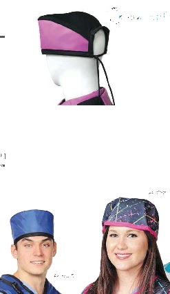 Gorro confeccionado en tejido de fibras sintéticas (nailon) que envuelve la cabeza dejando cara y nuca al descubierto. Incorpora el tejido spandex Cool Guard en la parte superior, al tiempo que aporta protección alrededor de la cabeza. La parte interior son capas de un núcleo de vinilo combinado con polvo de metales radio-protectores como plomo, antimonio, tungsteno, bario y bismuto. De esta manera se crea un protector flexible que bloquea los rayos X. Con cierre elástico y tira ajustable opcional.
Está destinado a usarse como casco de seguridad radiológica, diseñados para que lo usen los profesionales médicos para protegerse de los rayos X que emiten los equipos de fluoroscopia durante las operaciones.