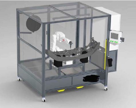 Máquina eléctrica para soldar parachoques frontales de vehículos automóviles por ultrasonido.
La máquina tiene, entro otros, los siguientes componentes: 

Sensor e interruptor

PLC (controlador lógico programable)

Relés de control

Luces indicadoras, interruptores de restablecimiento de llave y botones pulsadores para paneles de control.
La máquina está controlada por código de barras

El marco es de sección de aluminio.

Enchufe doble de 240V montado dentro del bastidor de la máquina.

Ventilador de circulación montado en el interior del bastidor de la máquina.