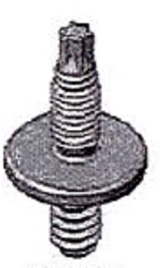 Tornillo Torx externo o macho (la cabeza del tornillo tiene la misma forma que el destornillador Torx por lo que hace falta un destornillador "invertido" para poder actuar sobre el) con espiga cilíndrica de doble rosca, de forma semejante a un esparrago (perno sin cabeza) con valona o arandela intermedia estampada en la misma pieza. Generalmente tiene roscas diferentes por ambos lados, pero en algunos casos las roscas son de la misma métrica. Estas dos roscas pueden tener longitudes similares en la parte superior e inferior o ser claramente distintas, pero en ambas situaciones se trata de una misma espiga con doble rosca.
En todos los casos el material con que está fabricado es de acero al carbono y resistencia a la tracción de 800 MPa.