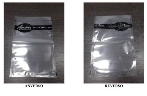 Bolsa de plástico, utilizada para el transporte o envasado de alimentos. No dispone de cierre. Tiene unas medidas de 190 mm x 290 mm.  Rectangular, transparente.
Se utiliza para envasar al vacío productos cárnicos loncheados.
Está fabricada a base de polietileno EVOH Pelable en su mayor parte y de poliéster.