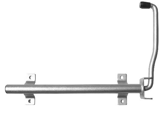 Elemento de sujeción con dos soportes en forma de L, de acero cincado con un tapón pequeño de PVC en uno de sus extremos.
Se utiliza en vehículos automóviles (camiones) para retener la puerta trasera del camión cuando está abierta y mantenerla en dicha posición.
Tiene unas medidas de 480 mm de largo, 285 mm de alto y 28 mm de diámetro.