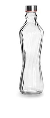 Botella de vidrio sin colorear, con una capacidad nominal de 0,5 litros, dotada con dispositivo de cierre. Es más estrecha en el centro para que se pueda coger más fácilmente.
Se destina para su uso, como continente de líquidos.