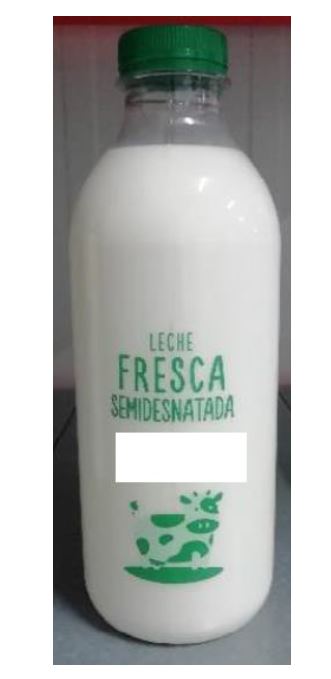 Leche semidesnatada pasteurizada de vaca. Contenido de materias grasas superior al 1 % en peso, pero inferior al 3%.
Se usa para la alimentación humana.
Leche semidesnatada de vaca.
Se presenta en botellas de plástico de 1 litro de capacidad.