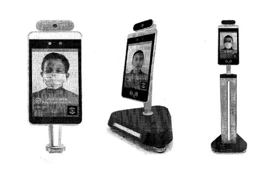 Termómetro de infrarrojos para la medición de la temperatura corporal sin contacto, con función de reconocimiento facial. Utiliza una cámara dinámica amplia binocular industrial, infrarrojos nocturnos y luz LED de doble relleno. El tamaño del equipo es: 238,24 x 128,25 y, su peso: 1,45 Kg.
Se utiliza para medir la temperatura corporal. La temperatura se muestra en el monitor y salta un aviso si sobrepasa un valor configurado previamente. La temperatura de funcionamiento es de 10ºC a 60ºC.
Instalación: montado en una pared; escritorio; suelo

Características del producto: Pantalla impermeable, a prueba de polvo. Incorpora base de datos facial de 3 W.

Funciones: Detección de la temperatura corporal humana, visualización de la temperatura, detección de la temperatura corporal a 1 metro, error de 0,1ºC, alarma automática para anomalías de temperatura corporal, velocidad de detección de segundo nivel, exportación en tiempo real de datos de temperatura.

Admite varios dispositivos periféricos, como lector de tarjetas de identificación, lector de huellas dactilares, lector de tarjetas IC, lector de códigos QR, etc.

Parámetros: 

Cámara:
	
Resolución: 200 W Pixel 
	Distancia de enfoque: 50-150 cm
	Balance de blancos: Automático
Pantalla: 
Tamaño: Pantalla LCD IPS de 8 pulgadas.
	Resolución: 800 x 1280 
Procesador: 
	CPU: RK3288 quad-core
	RAM: EMMC 8G
	Accesorios: Luz de relleno dual LED e IR 
Módulo de imagen térmica infrarroja:

	Detección de la temperatura corporal

	Distancia de detección de temperatura: 1 m 

	Precisión de medición de temperatura: +/- 0, 1Cº

	Rango de medición de temperatura: 10Cº - 42Cº

	Campo de visión térmica: 32 x 32Cº