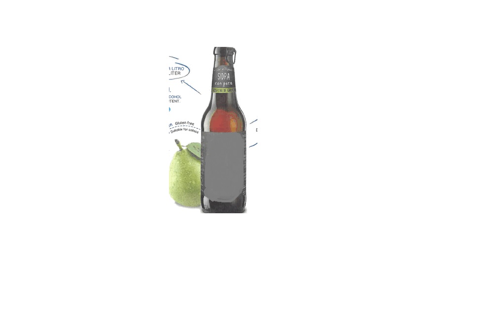 Sidra elaborada con manzanas 100% gallegas, con 10% de zumo de pera.  Color amarillo dorado, brillante, aroma con intensas notas de pera y cítricos y sabor suave a sidra con pera. Grado alcohólico: 4% volumen. Se presenta en botellas de vidrio de 20 y 33cl y en latas de 33 cl.
Apto para el consumo humano.
Sidra, zumo de pera concentrado, azúcar, gasificante: dióxido de carbono, aroma de pera, conservante: sorbato potásico y metabisulfito potásico, y antioxidante: ácido ascórbico
Libre de levaduras, mohos y bacterias aerobias. No contiene patulina. Sin gluten. Contiene sulfitos.