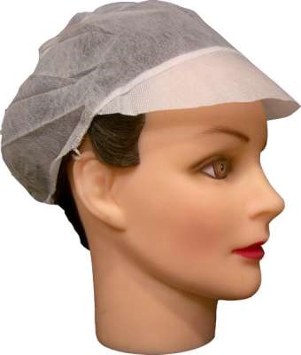 Gorro con visera y recoge pelo trasero de polipropileno (PP) de un solo uso, color blanco, confeccionado con tela sin tejer de fibras sintéticas (polipropileno de 40 g/m2 en el gorro y de 100 g/m2 en la visera) con ajuste elástico en la parte trasera para una mejor adaptabilidad y un diámetro de 21”.
Este artículo está destinado a usarse en las industrias, para protección de riesgos menores.
Se presenta para su venta al público en cajas de 1000 unidades, cada caja contiene 10 bolsas de 100 unidades.