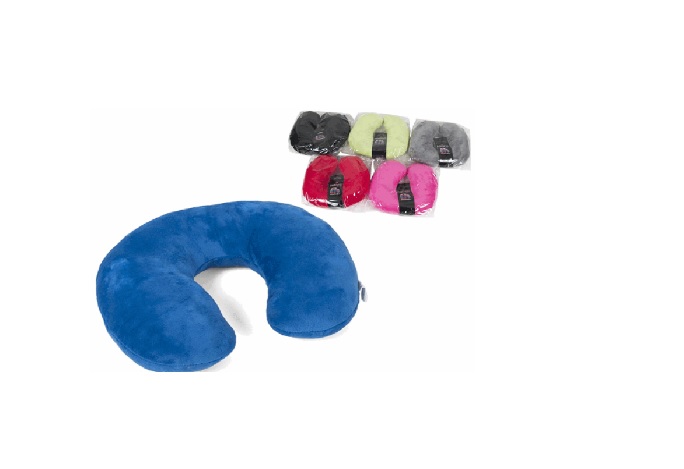 Cojín textil relleno de bolitas de etil vinilo acetato (EVA). No es inflable. No es de punto.
Se utiliza como almohada cervical, para el cuello.
Se presenta para su venta al público en distintos colores o incluso estampado.