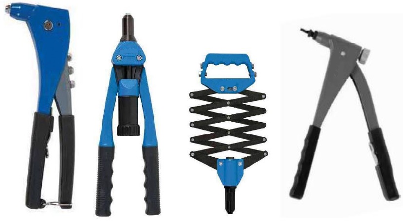 Herramienta mecánica manual (remachadora) constituida por un conjunto de máquinas simples, palancas, cuñas, tornillos, resortes, etc., que se utiliza para fijar, con remaches ciegos o tuercas remachables, elementos que no se tengan que desmontar.
El cuerpo de la máquina está fabricado en aluminio de alta densidad y el resto de las piezas son de acero fabricadas mediante estampación y/o decoletaje.
Algunos modelos llevan un recipiente plástico para la recogida de los restos de vástago.
Los mangos van recubiertos con una funda de plástico para que sean más ergonómicas.