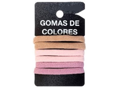 Artículo confeccionado y elástico formado por un tejido tubular de fibras sintéticas (poliéster) combinado con hilo de poliuretano, en forma de anillo. El tejido no es de punto.
Se utiliza para recoger, sujetar el cabello.
Poliuretano y poliéster.
