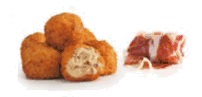 Dos tipos de croquetas con dos clases de jamón: serrano e ibérico (menos del 20% en peso de jamón) rebozadas con panko (pan rallado japonés). Se presentan congeladas en bolsas de medio kilo o de 2 kg, en cajas de 8 kilos. Es un producto precocinado.
Concebido para uso alimentario.
Composición: leche, harina, nata, aceite, panko (harina de trigo, sal, levadura y azúcar) jamón serrano y/o jamón ibérico.