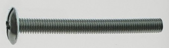 Tornillo de cabeza plana redonda ranurada o en cruz de acero al carbono, cincado, rosca métrica (M4) que llega hasta la cabeza.
Longitud: 22 mm.