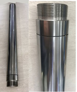 Vástago para pistón de cilindro hidráulico.
Se trata de una parte de un cilindro hidráulico, que no se destina a aeronaves civiles.
Consta de un cuerpo cilíndrico (fabricado a partir de un tubo de acero) con tapa y cabezal, este último dispone de una parte roscada exterior.
Presenta un diámetro comprendido entre 30 mm y 160 mm y una longitud de 6000 mm o 7500 mm. Esta gama dimensional se encuentra incluida en la norma ISO 3320: 2013.