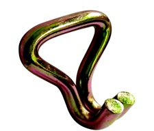 Pieza de acero cincada, estampada que se utiliza como gancho (con forma de jota cerrada) de la cinta de amarre de 5cm de ancha.
Medidas. 85mmx 52mm.
Se utiliza en las cintas de amarre
Está hecha de acero cincado.