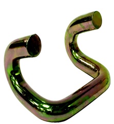 Pieza de acero cincada, estampada que se utiliza como gancho (con forma de doble jota) de la cinta de amarre de 5cm de ancha.
Medidas. 52mmx 62mm.
Se utiliza en las cintas de amarre.
Está hecha de acero cincado.